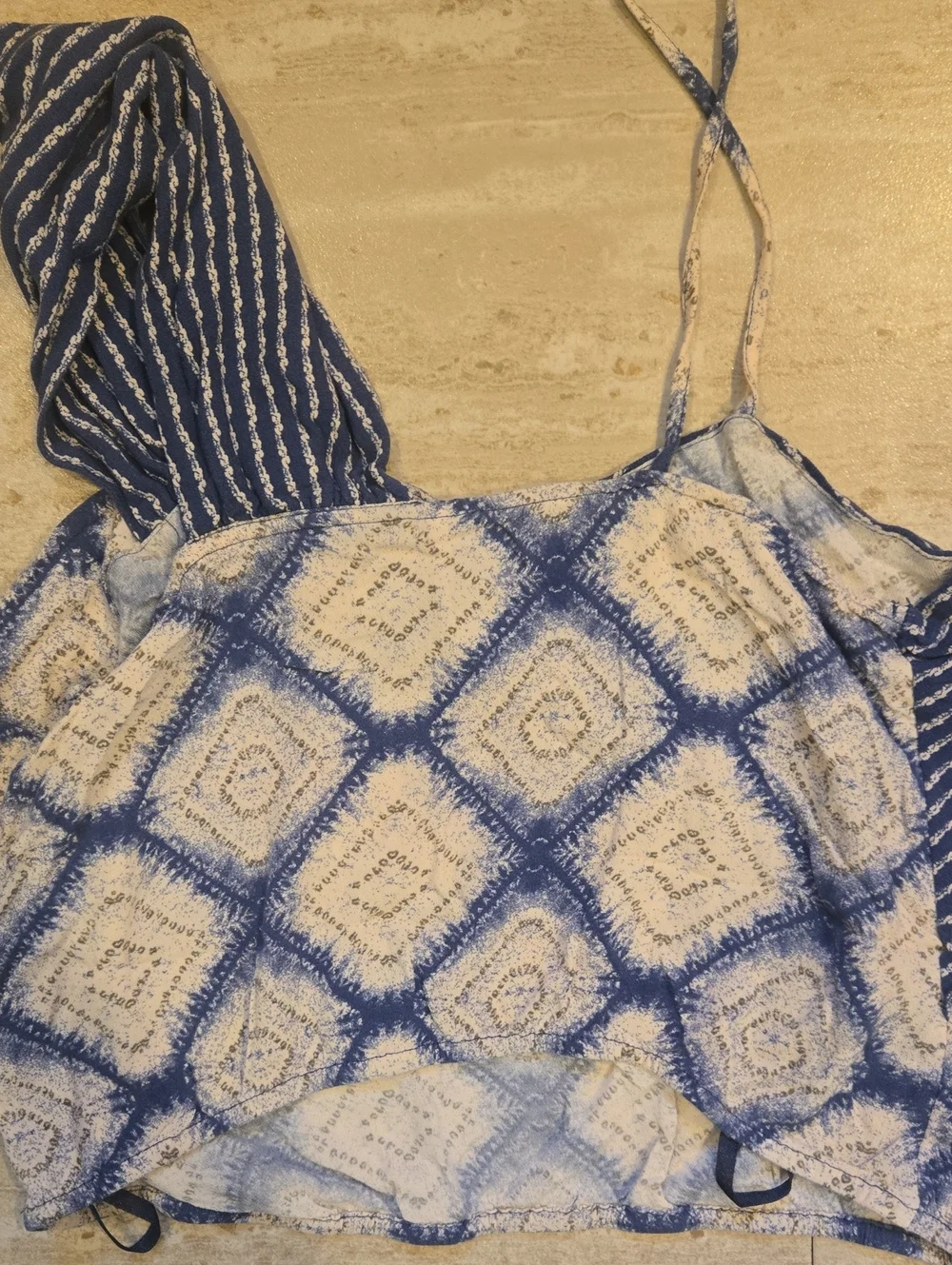 Free People 100% Rayon Blue/Pale Pink Design Print Boho Festival Top - Picture 8 of 11